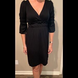 Max Studio Black V Neck 3/4 Sleeve Dress Size XS